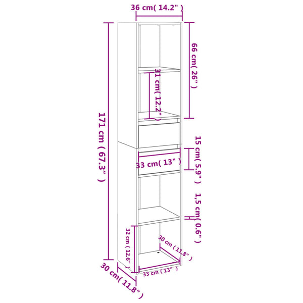 Bookshelves Book Cabinet White 36X30x171 Cm Engineered Wood