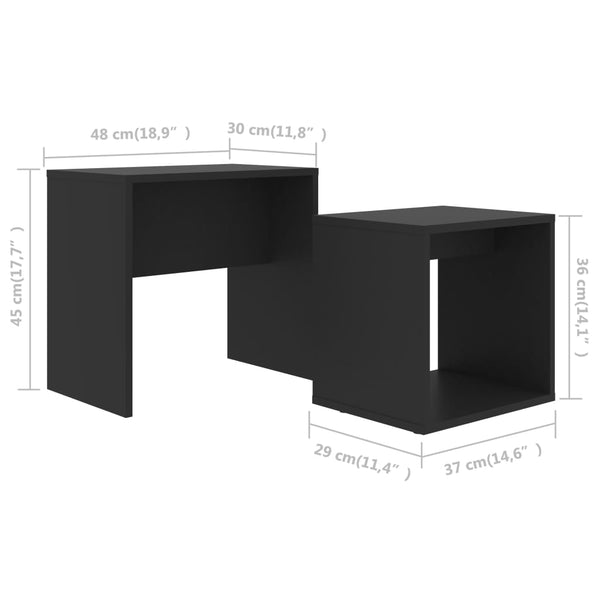 Coffee Tables Coffee Table Set Black 48X30x45 Cm Engineered Wood