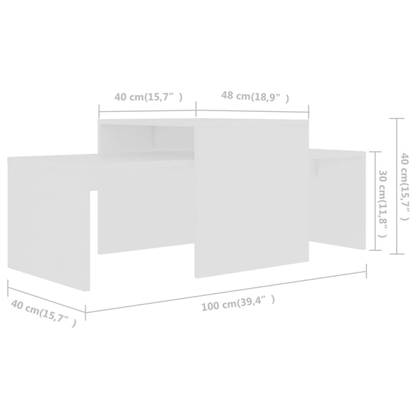 Coffee Tables Coffee Table Set White 100X48x40 Cm Engineered Wood