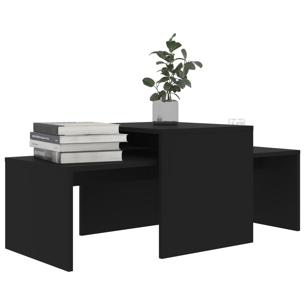 Coffee Tables Coffee Table Set Black 100X48x40 Cm Engineered Wood