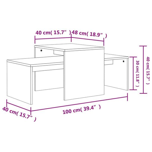 Coffee Tables Coffee Table Set Sonoma Oak 100X48x40 Cm Engineered Wood