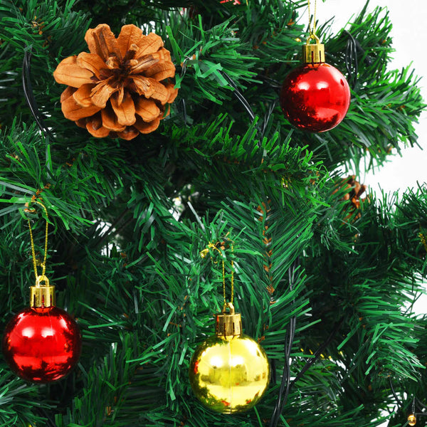 Seasonal Decorations Artificial Pre Lit Christmas Tree With Baubles Green 150 Cm