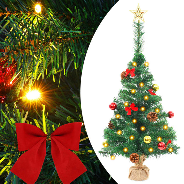 Seasonal Decorations Artificial Pre Lit Christmas Tree With Baubles Green 64 Cm