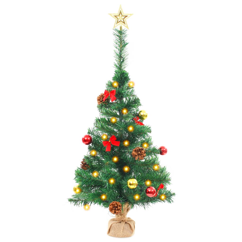 Seasonal Decorations Artificial Pre Lit Christmas Tree With Baubles Green 64 Cm