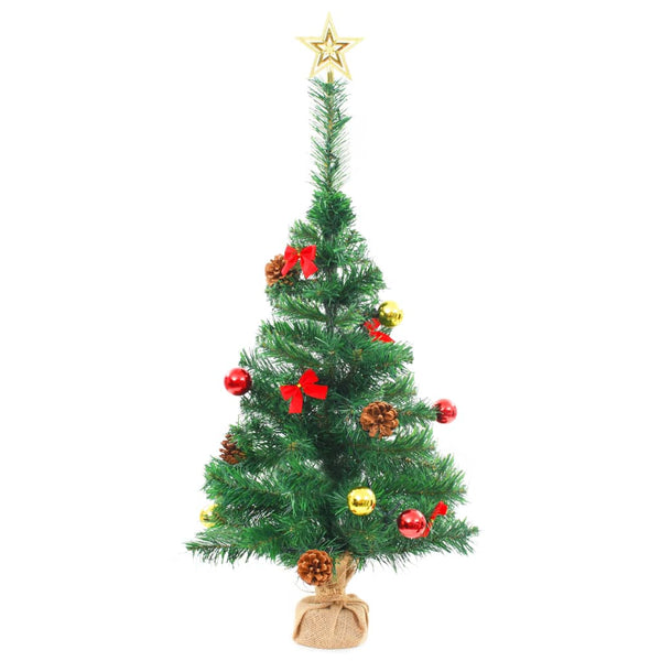 Seasonal Decorations Artificial Pre Lit Christmas Tree With Baubles Green 64 Cm