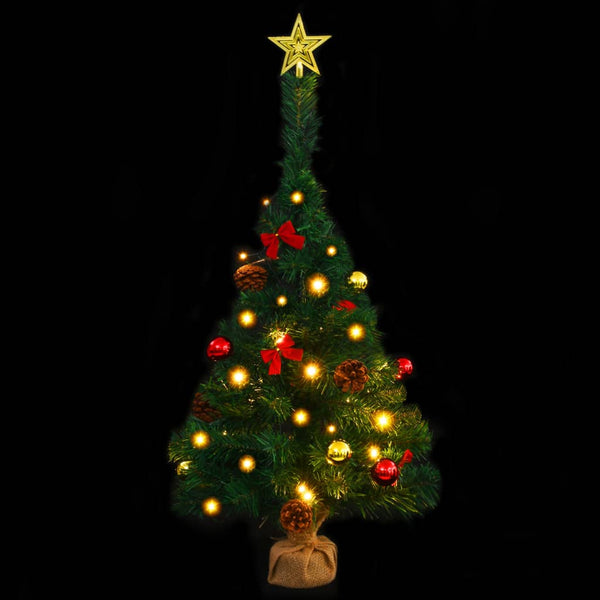 Seasonal Decorations Artificial Pre Lit Christmas Tree With Baubles Green 64 Cm