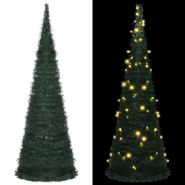 Seasonal Decorations Pop Up String Artificial Pre Lit Christmas Tree Green 180 Cm