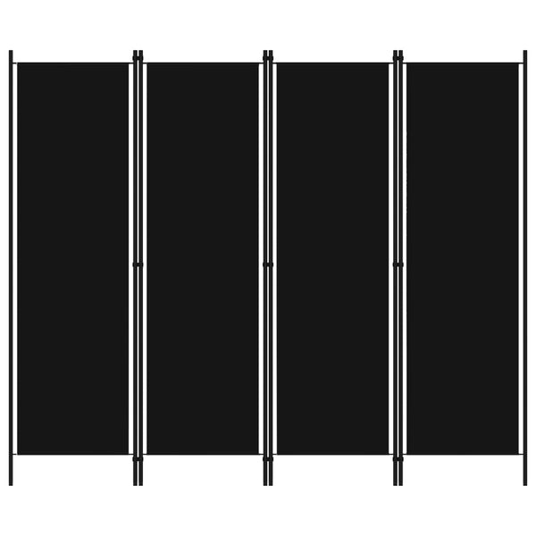4-Panel Room Divider Black 200X180 Cm