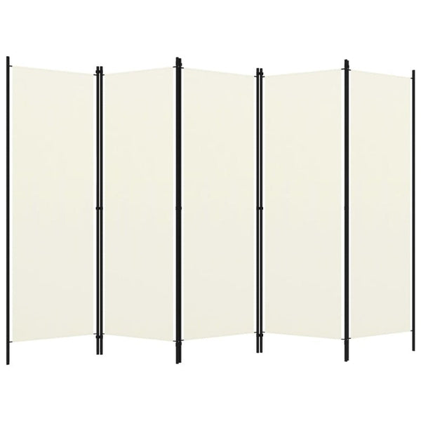 5-Panel Room Divider Cream White 250X180 Cm