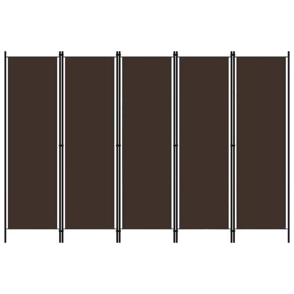 Screens & Room Dividers 5 Panel Room Divider Brown 250X180 Cm