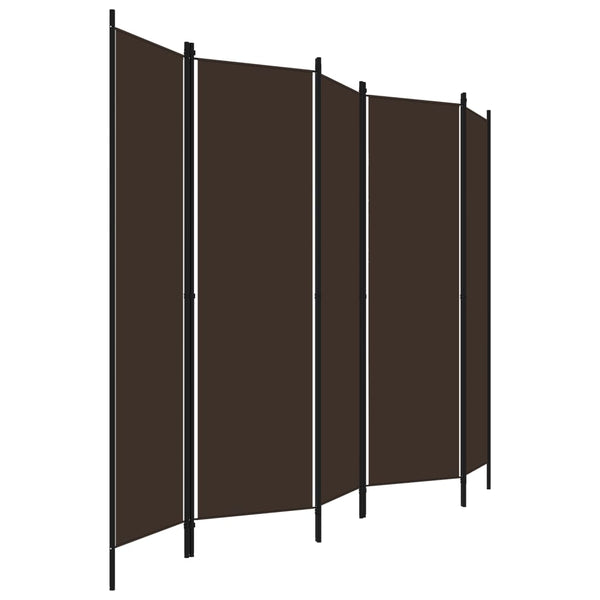 Screens & Room Dividers 5 Panel Room Divider Brown 250X180 Cm