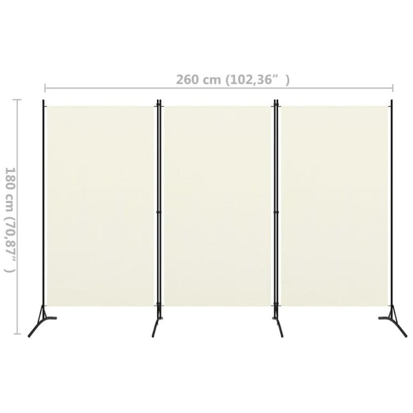 3-Panel Room Divider Cream 260X180 Cm Fabric