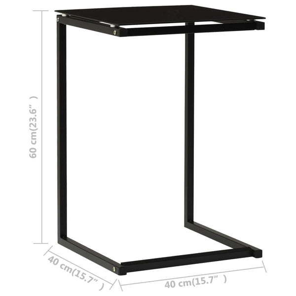 Side Tables Side Table Black 40X40x60 Cm Tempered Glass