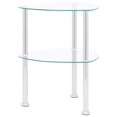 Side Tables 2 Tier Side Table Transparent 38X38x50 Cm Tempered Glass