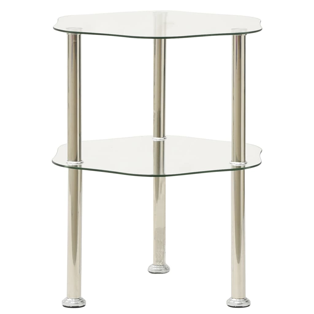 Side Tables 2 Tier Side Table Transparent 38X38x50 Cm Tempered Glass