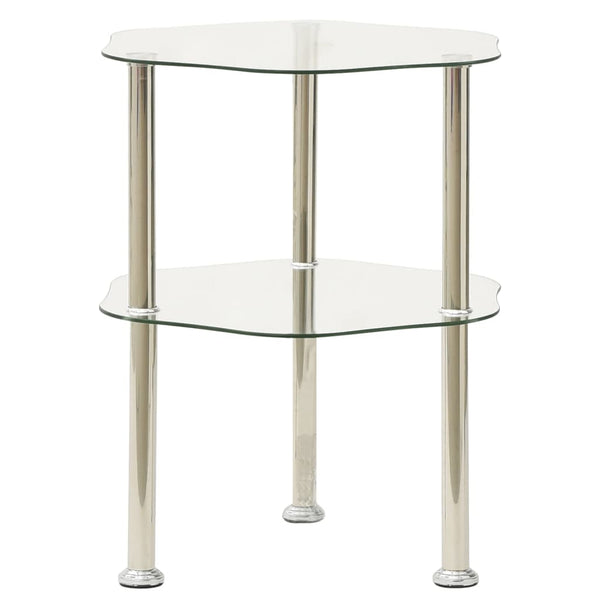 Side Tables 2 Tier Side Table Transparent 38X38x50 Cm Tempered Glass