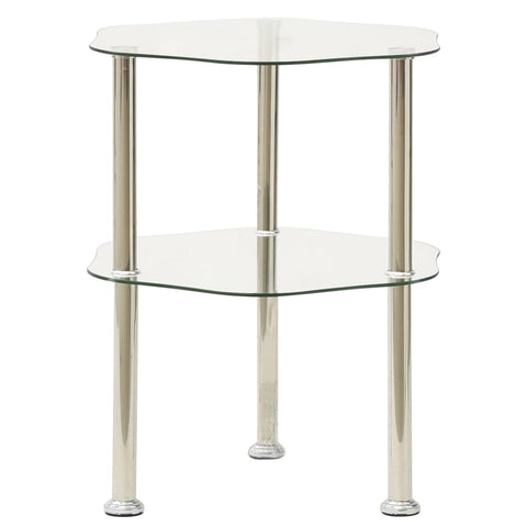 Side Tables 2 Tier Side Table Transparent 38X38x50 Cm Tempered Glass