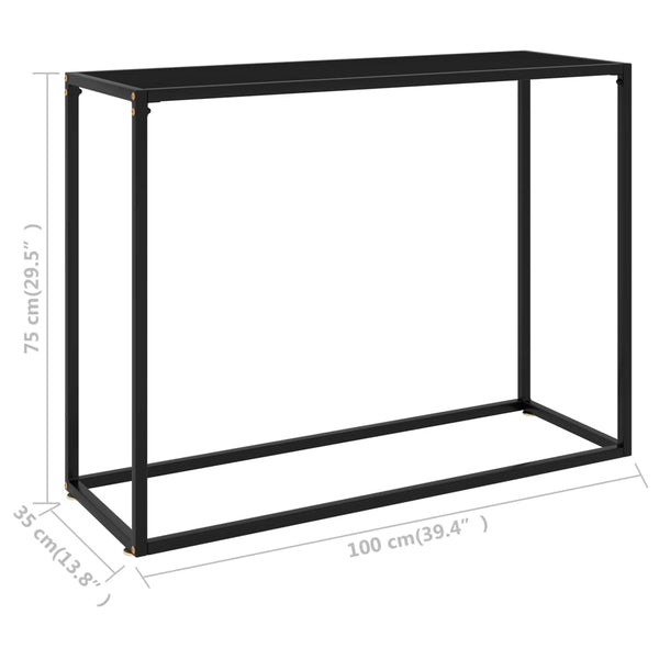 Tables Console Table Black 100X35x75 Cm Tempered Glass