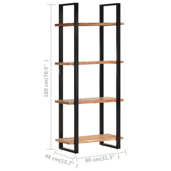 Bookshelves 4 Tier Bookcase 80X40x180 Cm Solid Acacia Wood