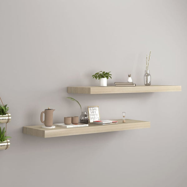 Bookshelves Floating Wall Shelves 2 Pcs Oak 80X23.5X3.8 Cm Mdf