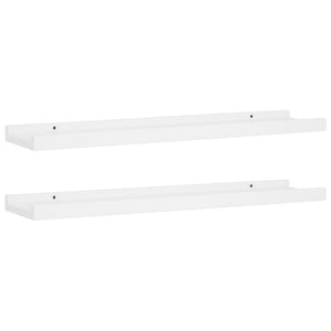 Bookshelves Picture Frame Ledge Shelves 2 Pcs White 60X9x3 Cm Mdf