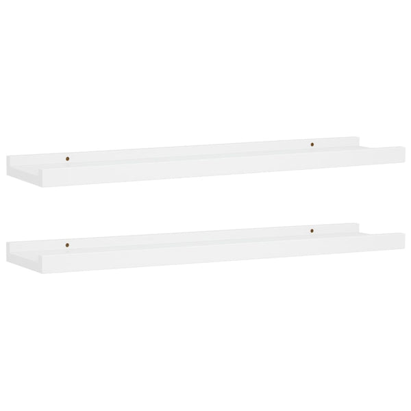 Bookshelves Picture Frame Ledge Shelves 2 Pcs White 60X9x3 Cm Mdf