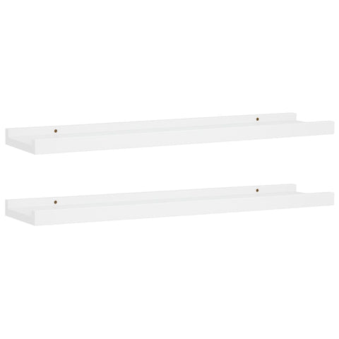 Bookshelves Picture Frame Ledge Shelves 2 Pcs White 60X9x3 Cm Mdf