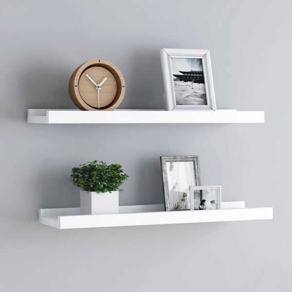 Bookshelves Picture Frame Ledge Shelves 2 Pcs White 60X9x3 Cm Mdf