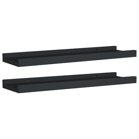 Wall Shelves Picture Frame Ledge Shelves 2 Pcs Black 40X9x3 Cm Mdf