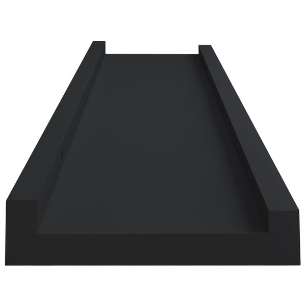 Bookshelves Picture Frame Ledge Shelves 2 Pcs Black 60X9x3 Cm Mdf