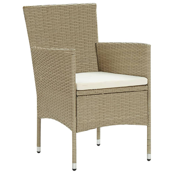 Dining Chairs Garden 2 Pcs Poly Rattan Beige