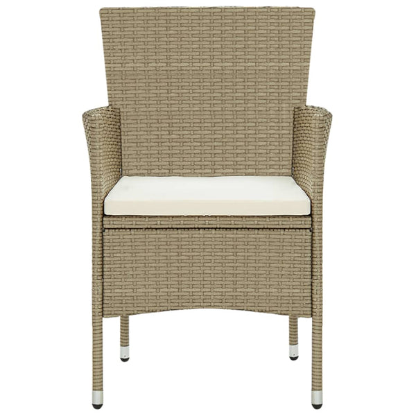 Dining Chairs Garden 2 Pcs Poly Rattan Beige