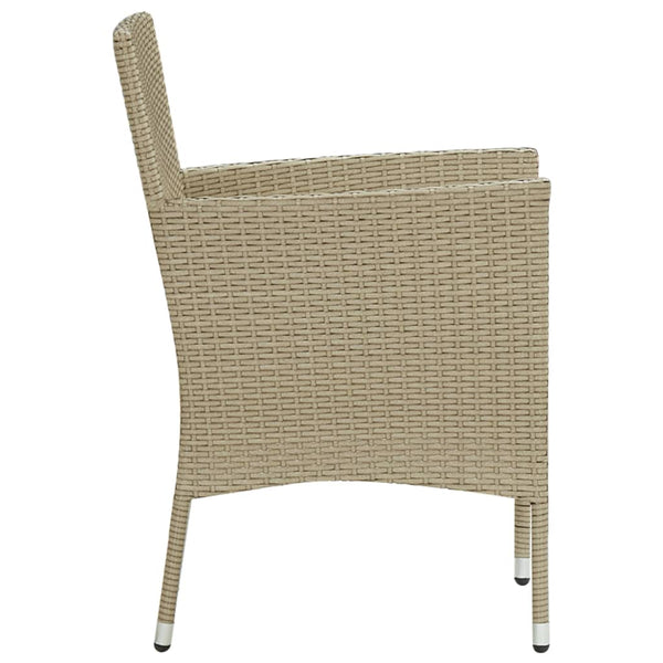 Dining Chairs Garden 2 Pcs Poly Rattan Beige