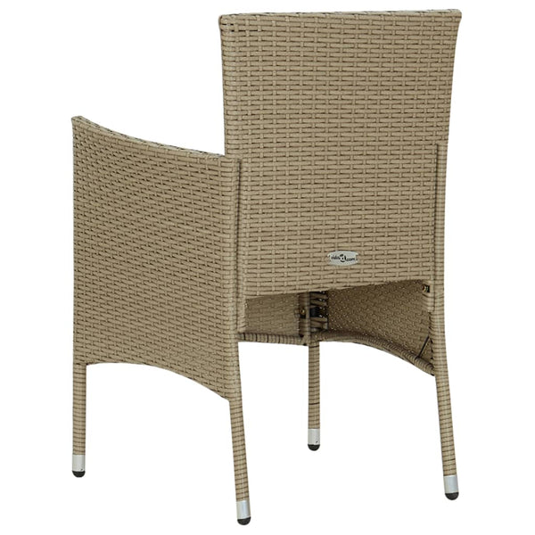 Dining Chairs Garden 2 Pcs Poly Rattan Beige