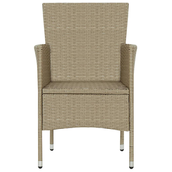 Dining Chairs Garden 2 Pcs Poly Rattan Beige