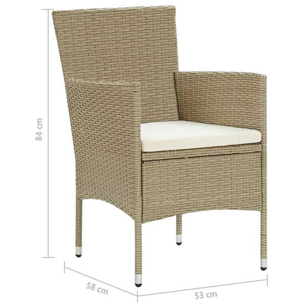 Dining Chairs Garden 2 Pcs Poly Rattan Beige