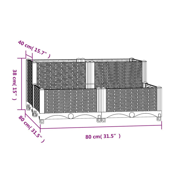 Raised Garden Beds Raised Bed 80X80x38 Cm Polypropylene