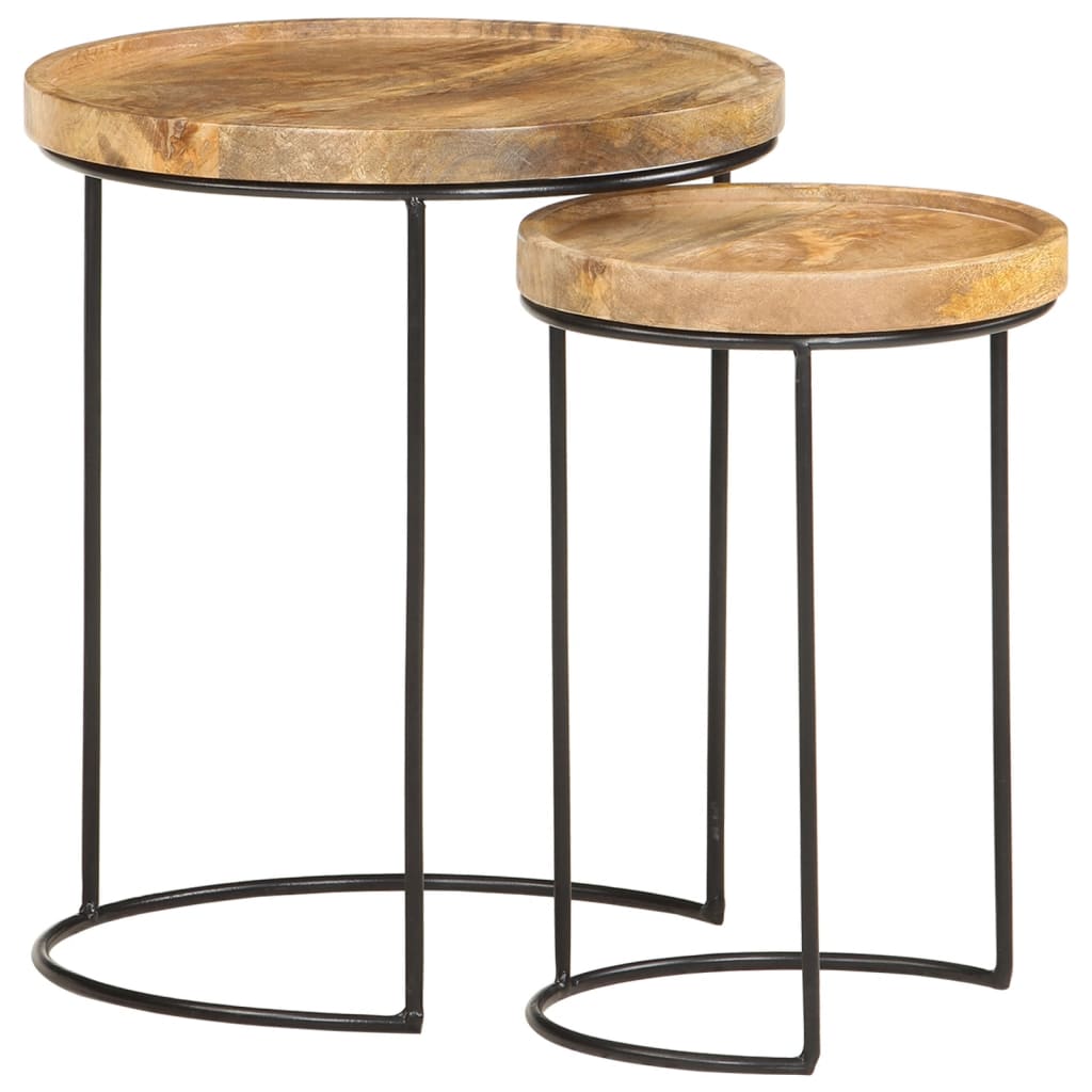 Coffee Tables 2 Piece Coffee Table Set Solid Mango Wood And Steel