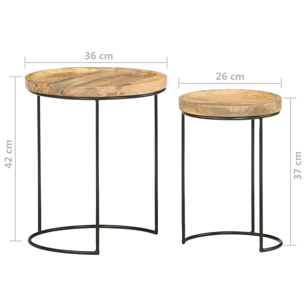 Coffee Tables 2 Piece Coffee Table Set Solid Mango Wood And Steel