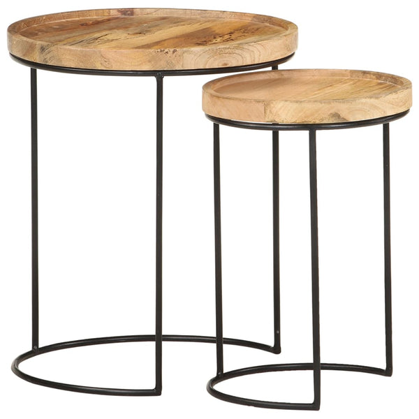 Coffee Tables 2 Piece Coffee Table Set Solid Mango Wood And Steel