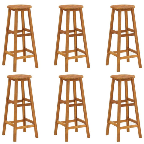 Bar Stools 6 Pcs Solid Acacia Wood