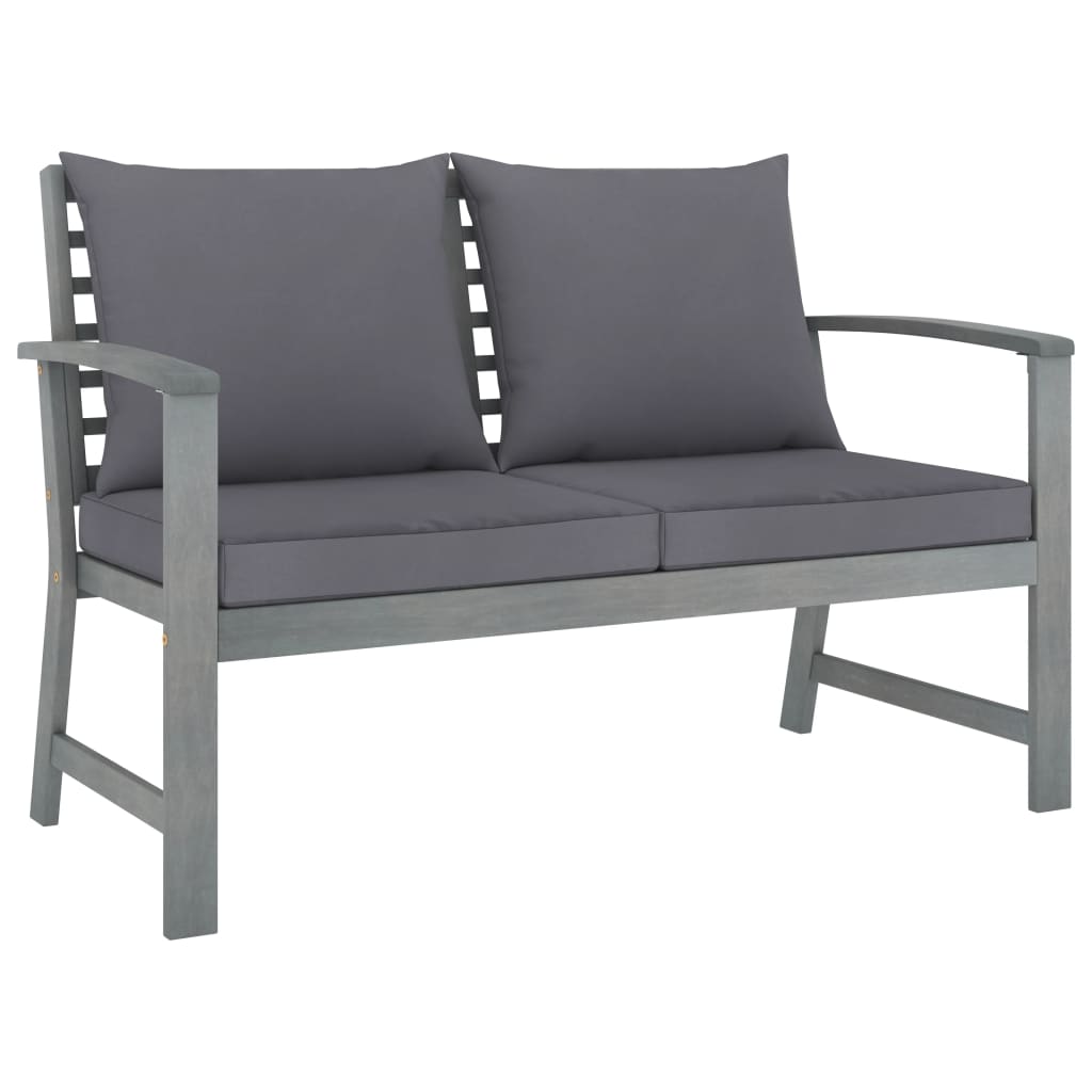 Benches Garden Bench 120 Cm With Dark Grey Cushion Solid Acacia Wood