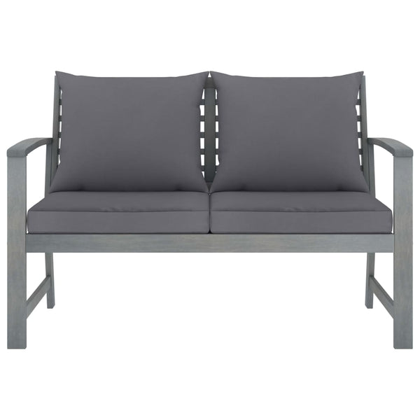 Benches Garden Bench 120 Cm With Dark Grey Cushion Solid Acacia Wood