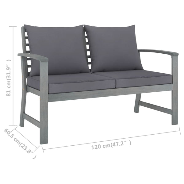 Benches Garden Bench 120 Cm With Dark Grey Cushion Solid Acacia Wood