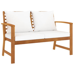 Patio Benches Garden Bench 120 Cm With Cream Cushion Solid Acacia Wood