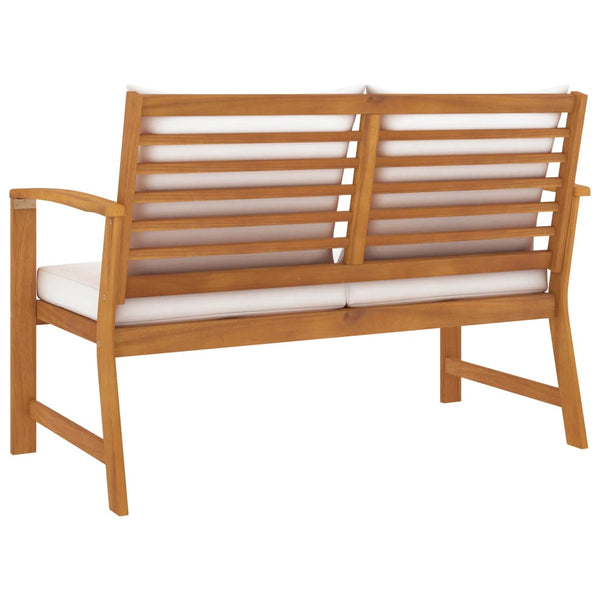 Patio Benches Garden Bench 120 Cm With Cream Cushion Solid Acacia Wood