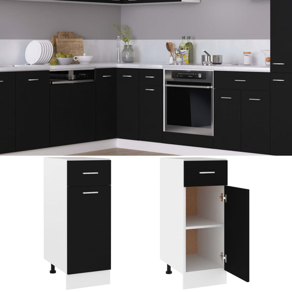 Kitchen Cabinet Doors and Fronts Drawer Bottom Cabinet Black 30X46x81.5 Cm Engineered Wood