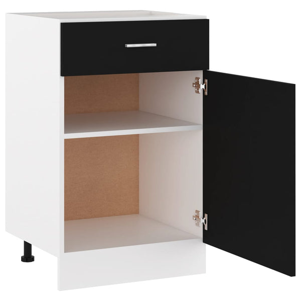 Kitchen Cabinet Doors and Fronts Drawer Bottom Cabinet Black 50X46x81.5 Cm Engineered Wood