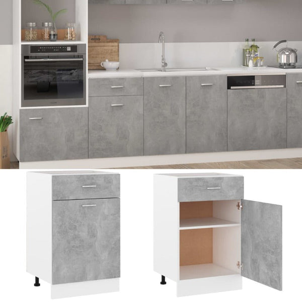 Kitchen Cabinet Doors and Fronts Drawer Bottom Cabinet Concrete Grey 50X46x81.5 Cm Engineered Wood