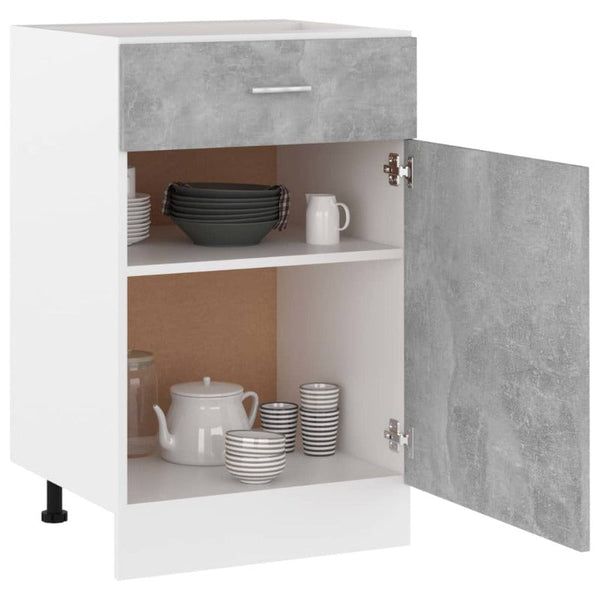 Kitchen Cabinet Doors and Fronts Drawer Bottom Cabinet Concrete Grey 50X46x81.5 Cm Engineered Wood